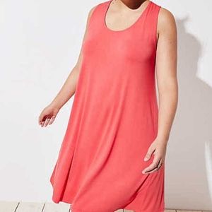 LOFT Plus Knot Back Sleeveless Swing Dress Coral